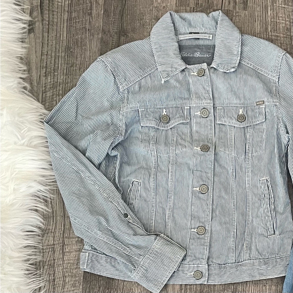 Eddie Bauer Striped Denim Jacket